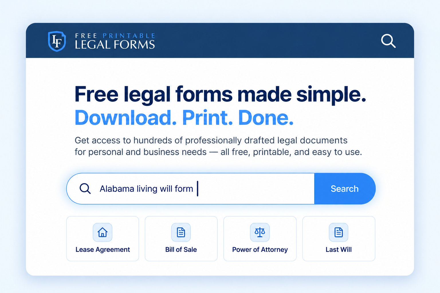Search for a legal form